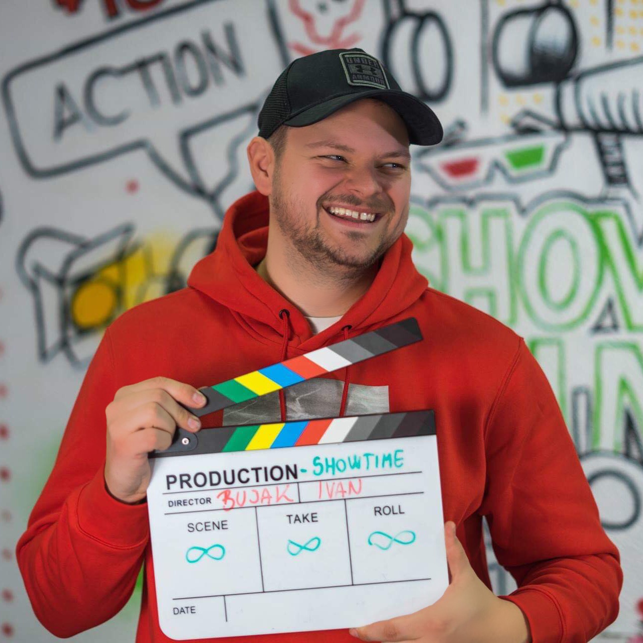 Ivan Bujak holding a film slate